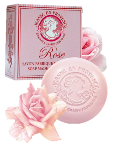 pink soap with a box and roses
