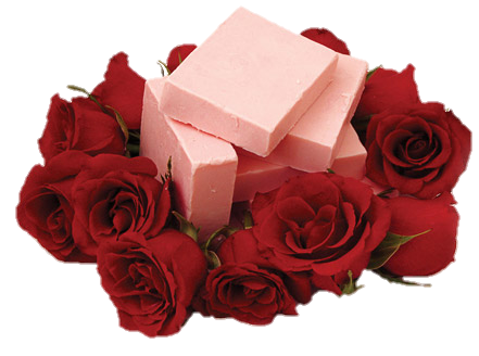 pink soap and red roses